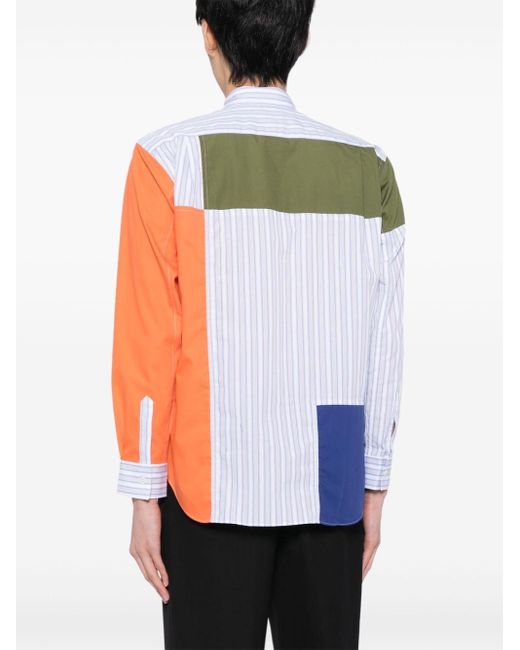 Comme des Garçons Blue Colour-block Striped Shirt for men