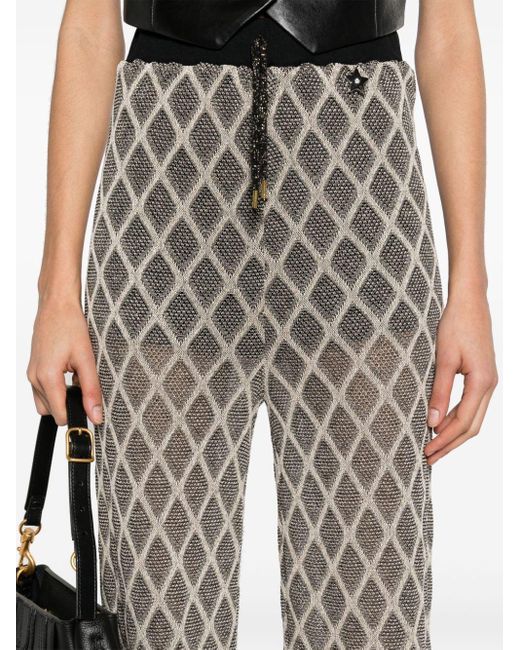 Liu Jo Gray Diamond-pattern Knitted Trousers
