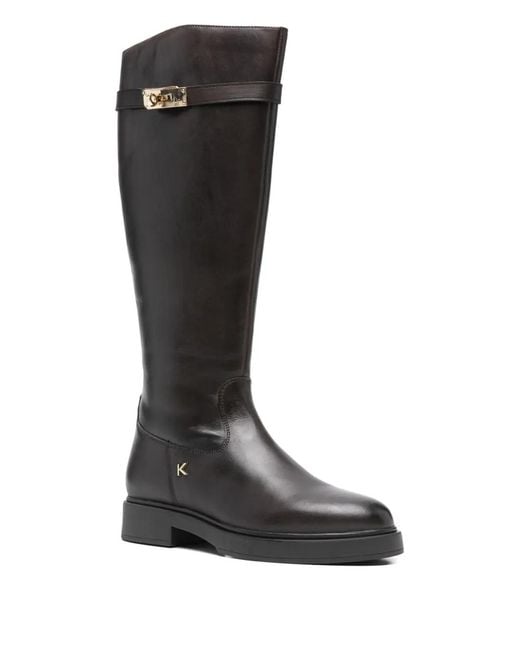 Keys Black Buckle Strap Boots