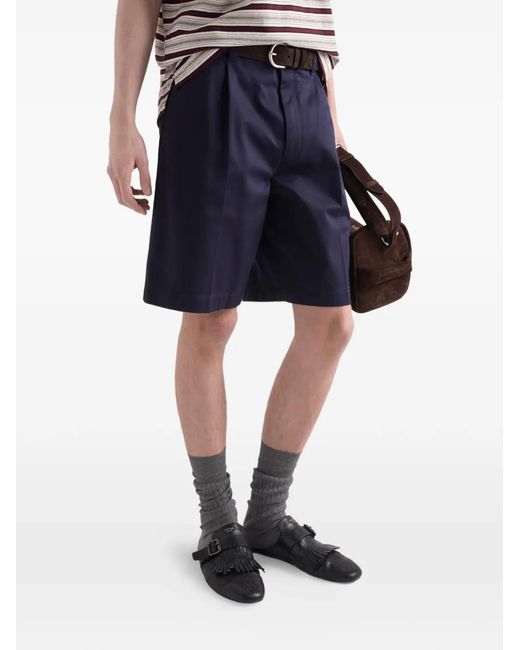 Prada Blue Cotton Bermudas for men