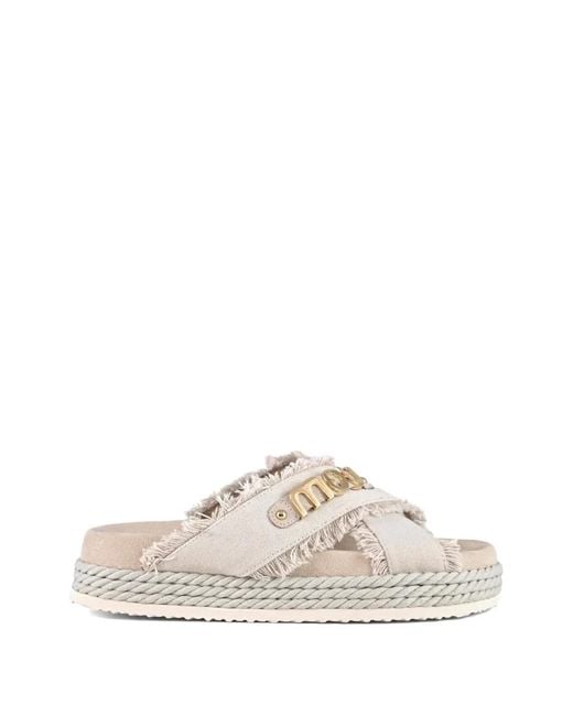 Mou White Canvas Sandals