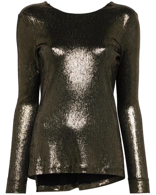 Twinset Black Knot-Detail Laminated Blouse