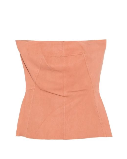 Rick Owens Pink Bustier Leather Top