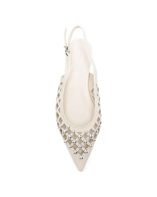 Apepazza White Petal Embellished Ballet Flats
