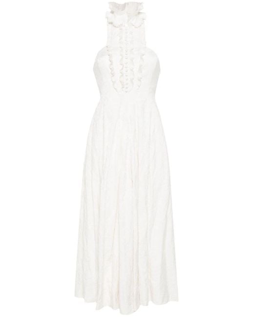 Philosophy Di Lorenzo Serafini White Ruffled Sleeveless Midi Dress