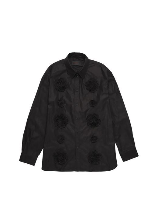 Simone Rocha Black Floral-Appliqué Shirt for men