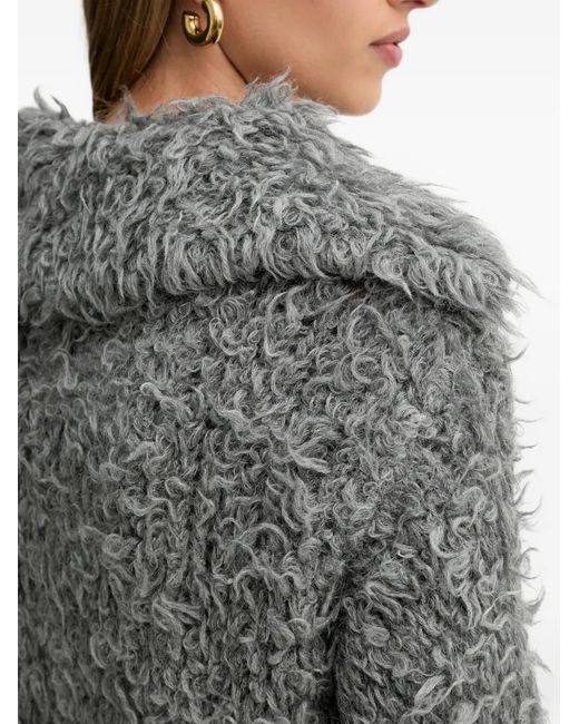 Liviana Conti Gray Zenon Button-Up Wide-Collar Cardigan