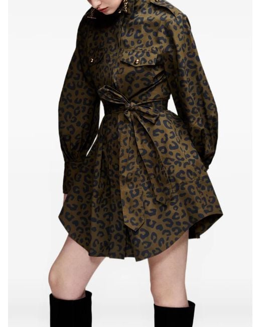 Essentiel Antwerp Brown Leopard-Print Keto Shirt Mini Dress