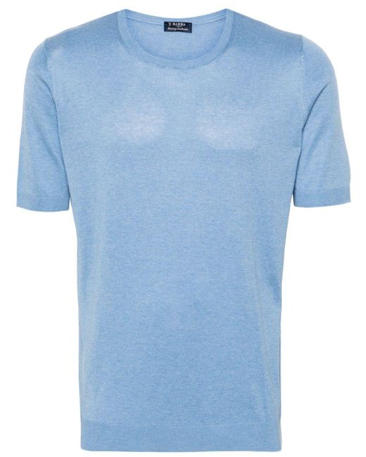 T-shirt a maglia fine di Barba Napoli in Blue da Uomo