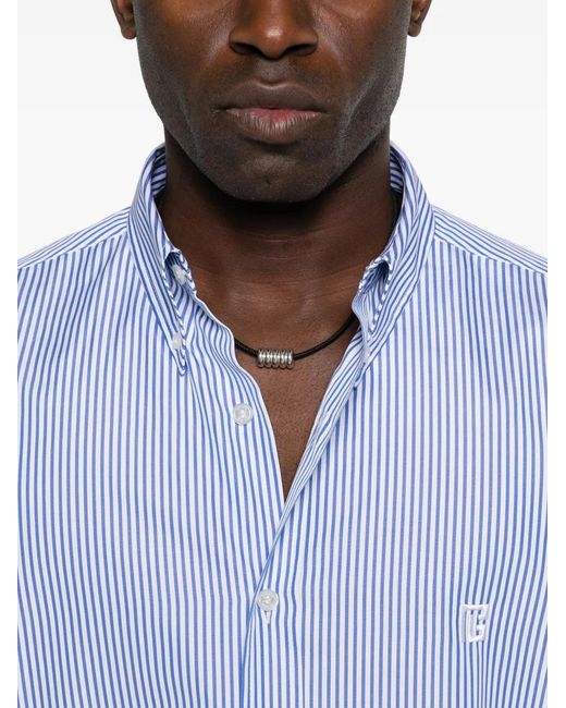 Balmain White Striped-Pattern Shirt for men