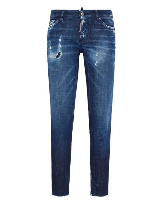DSquared² Blue Distressed Skinny Jeans