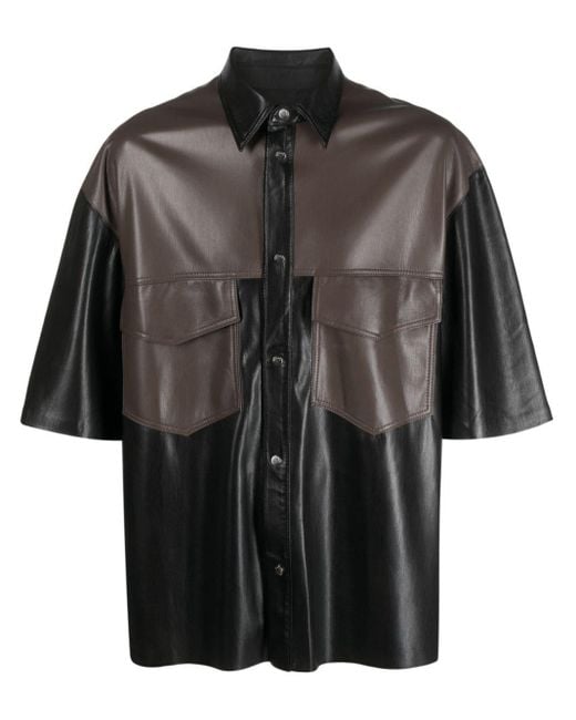 Nanushka Overhemd Van Imitatieleer in het Black voor heren
