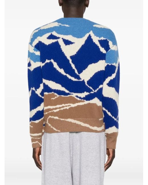 Moncler Blue Virgin Wool Sweater for men