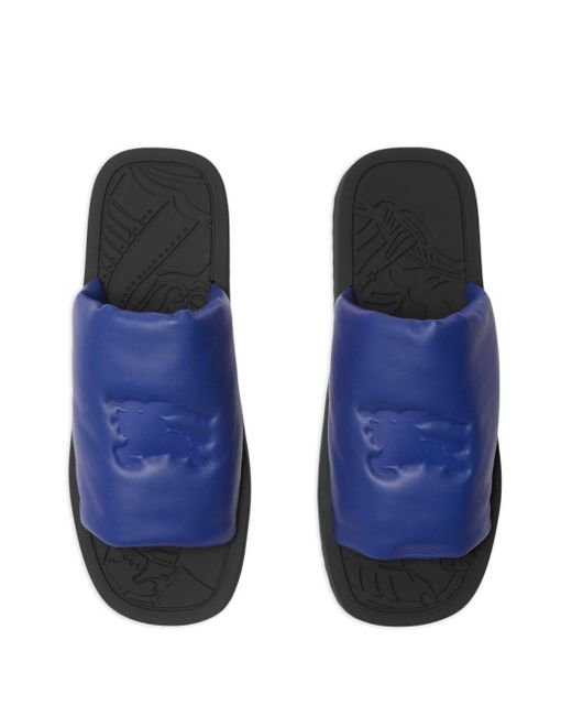 Burberry Blue Ekd Slab Leather Slides for men