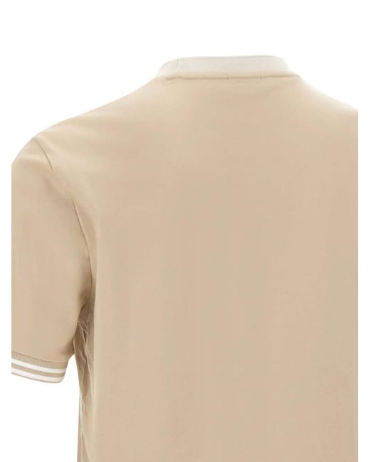 Boss Natural Mercerised Cotton Contrast-Trim T-Shirt for men