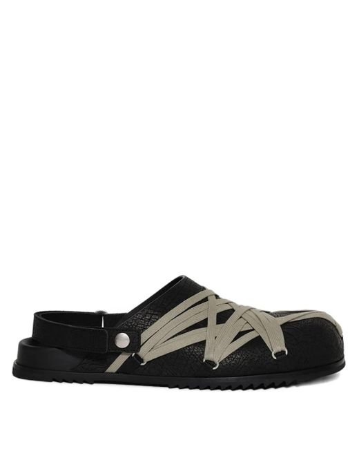 Rick Owens Black Megalaced Leather Mules for men