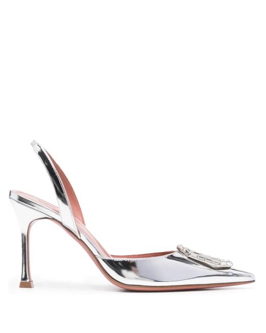 AMINA MUADDI Camelia 90mm スリングバック パンプス White