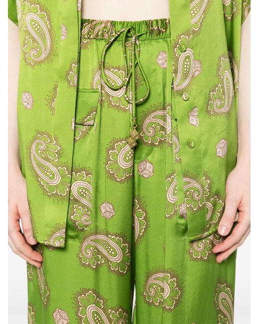 ALÉMAIS Green Dice Silk Pants