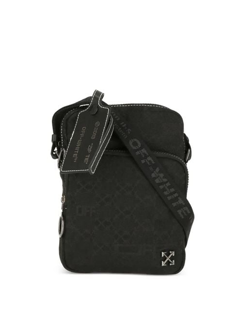 Off-White c/o Virgil Abloh Black Zip Tie Monogram-Pattern Shoulder Bag for men