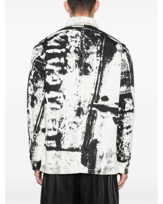 Alexander McQueen White Abstract-pattern Cotton Twill Jacket for men