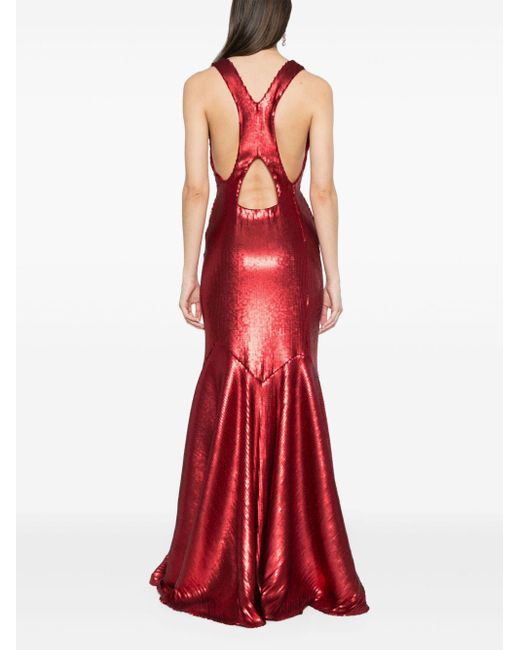 Genny Red Sequinned Mermaid Long Dress