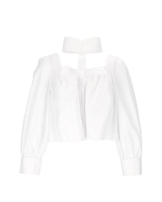 Elisabetta Franchi White Cut-Out Long-Sleeve Shirt