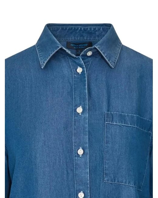 Patrick Assaraf Blue Chest-Pocket Button-Down Shirt