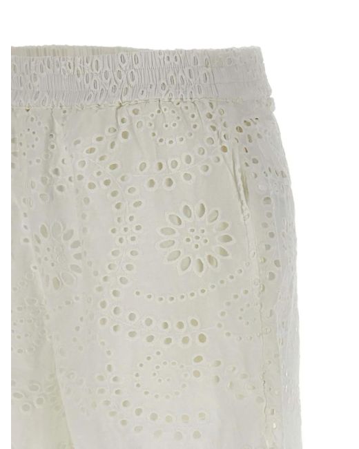 Mc2 Saint Barth White Meave broderie-anglaise shorts