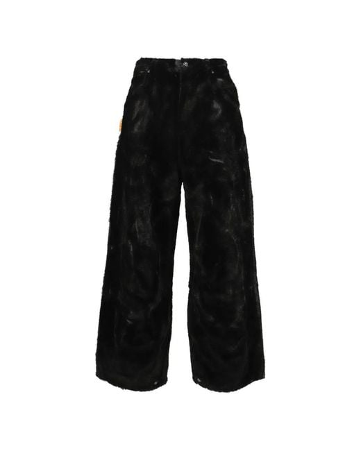 Martine Rose Black Leggenda Faux-Fur Flock Trousers for men