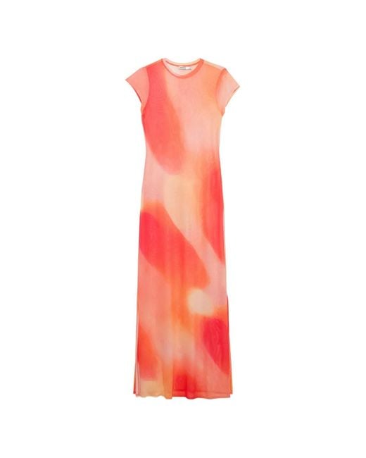 Jonathan Simkhai Pink Fia Abstract-Print Mesh Maxi Dress