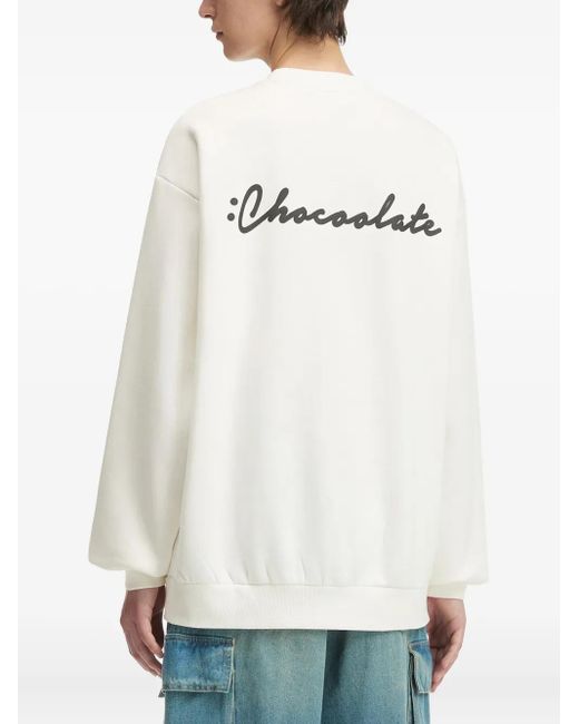 Chocoolate White Logo-Print Sweatshirt for men