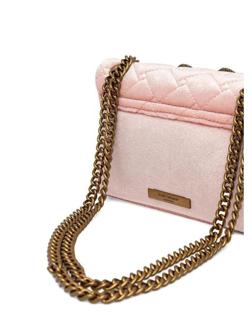 Kurt Geiger Pink Mini Kensington Velvet Shoulder Bag