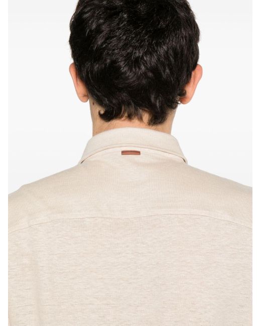 Zegna Natural Linen Polo Shirt for men
