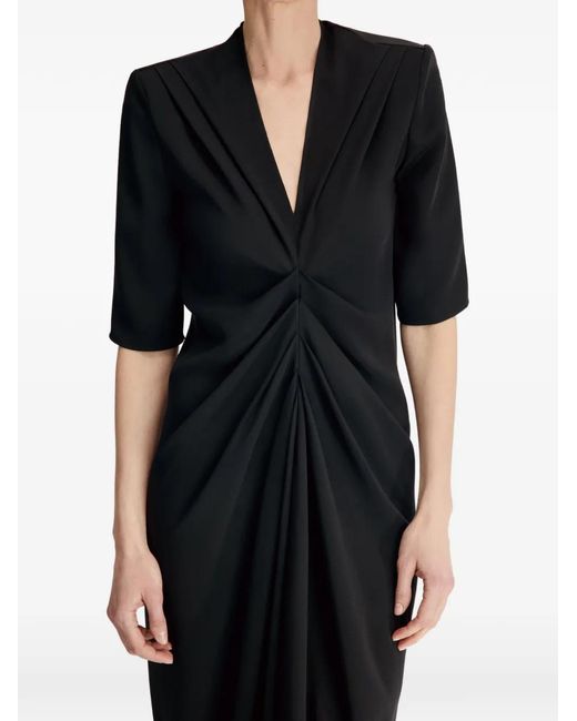 Loulou de Saison Black Willa Gathered-Detailing Maxi Dress