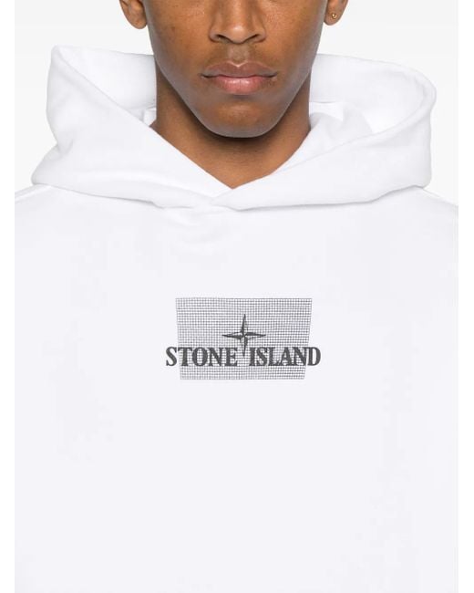 Felpa Con Cappuccio E Logo di Stone Island in White da Uomo