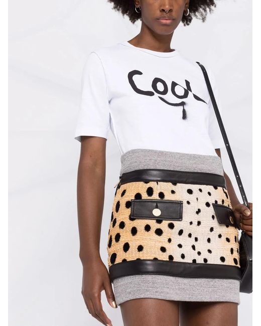 DSquared² Gray Leopard-Panelled Mini Skirt