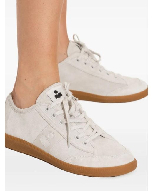 Isabel Marant White Klyce Suede Lace-Up Sneakers