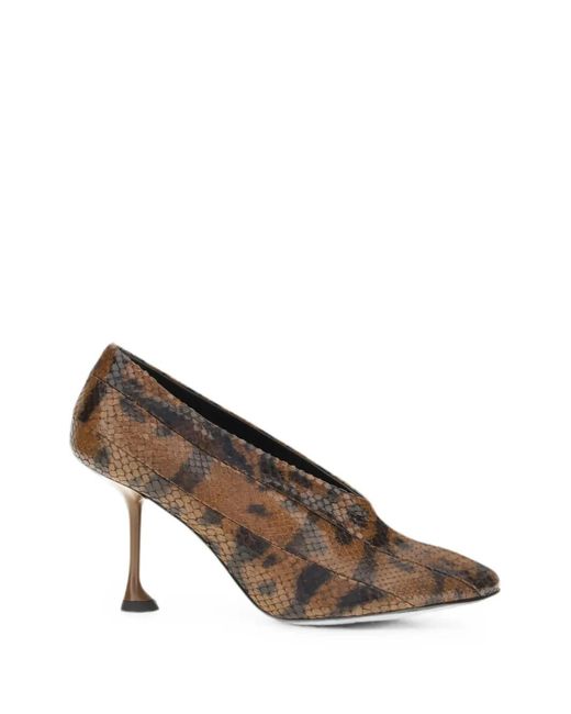 Proenza Schouler Brown Tee Snake-Effect Leather Pumps