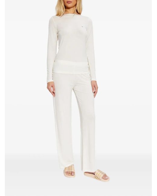 Emporio Armani White Logo-Detail Pajama Set