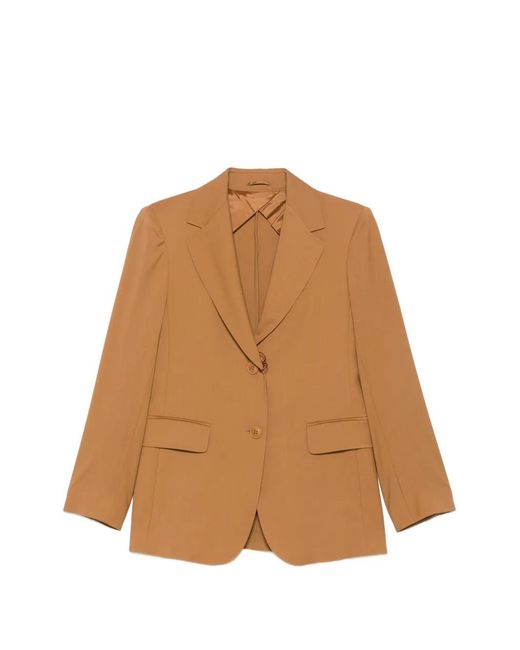 Max Mara Brown Single-Breasted Notched-Lapels Blazer