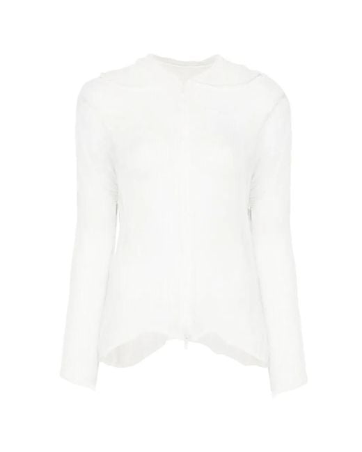 Issey Miyake White Cardigan À Design Plissé