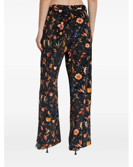 R13 Black Floral Velvet Trousers