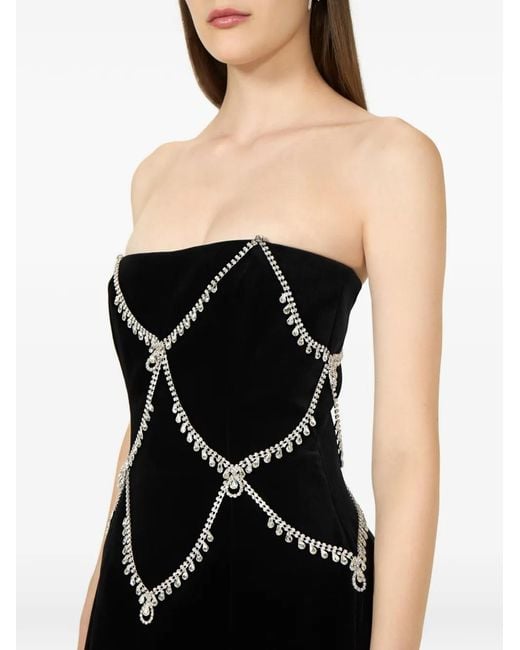 Costarellos Black Novee Velvet Crystal-Embellishment Mini Dress