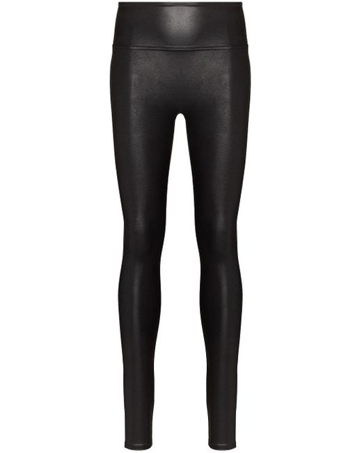 Spanx Black Faux Leather Quilted Leggings