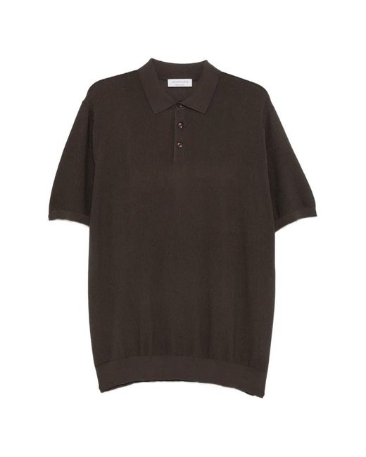 Jeordie's Black Fine-Knit Short-Sleeve Polo Shirt for men