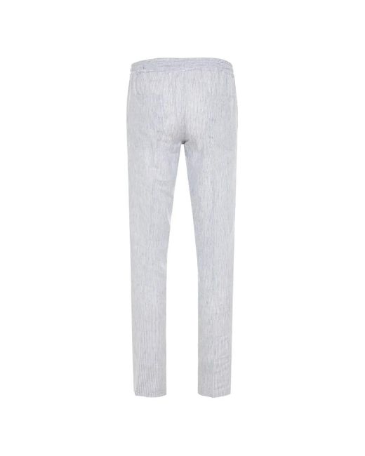 Fedeli Gray Bonifacio Striped Drawstring Trousers for men