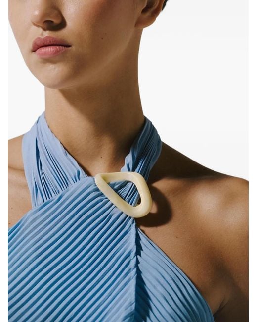 Baobab Blue Lira Pleated Halterneck Top