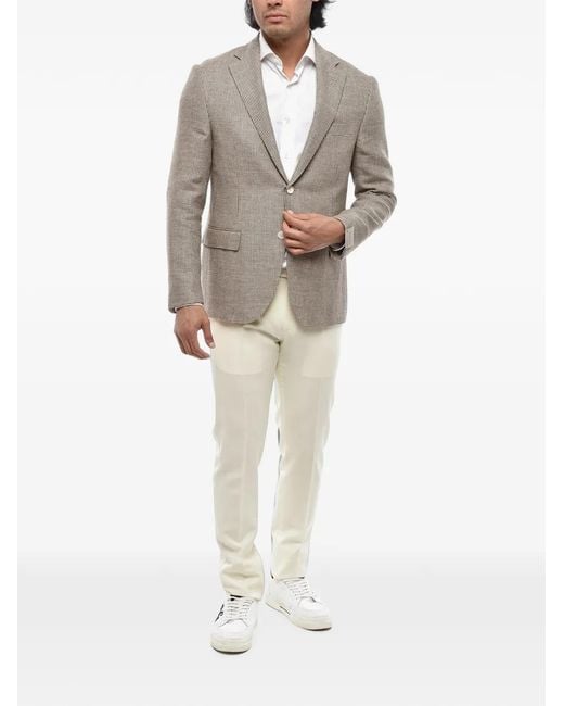Corneliani Gray Blazer À Motif Pied-De-Poule for men