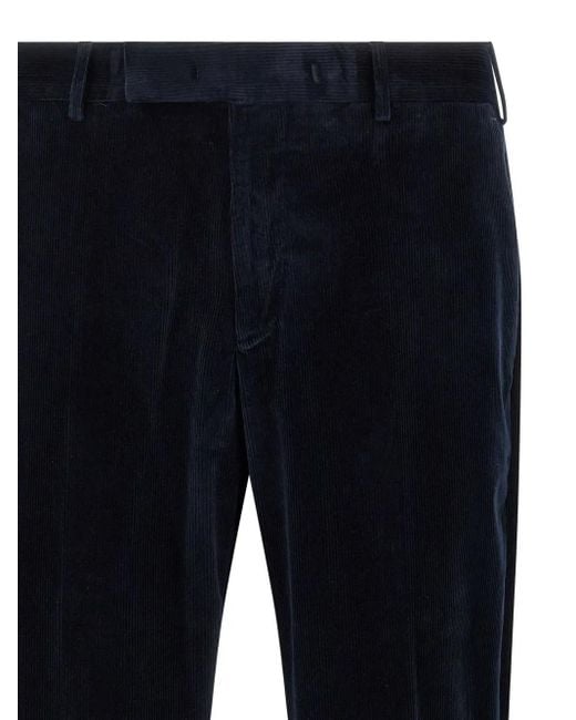 PT Torino Blue Elastic-Waistband Corduroy Trousers for men