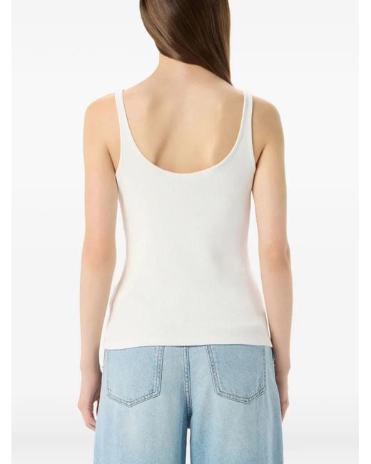 Blumarine White Logo-Embroidered Top